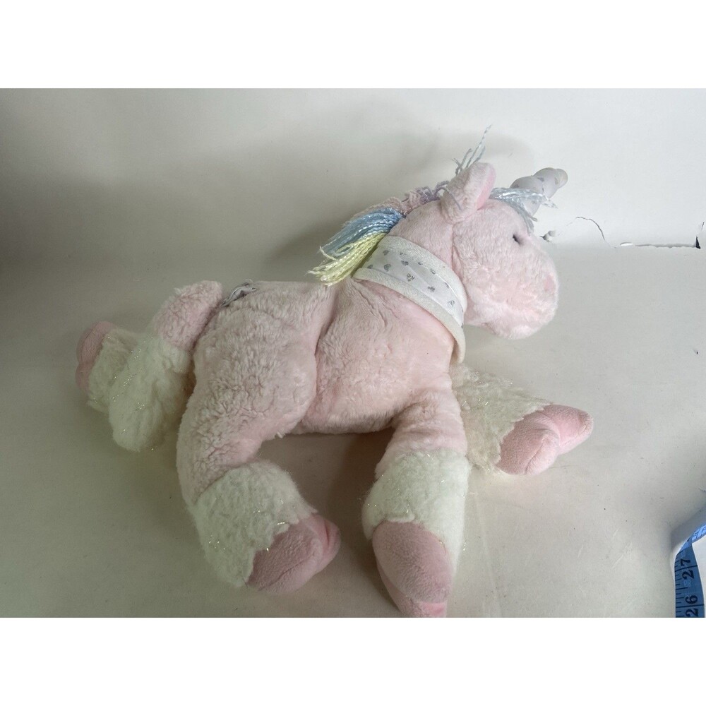 Vintage Commonwealth Unicorn Pink Pastel Rainbow Yarn Sparkle Stuffed Animal Toy - Picture 9 of 15